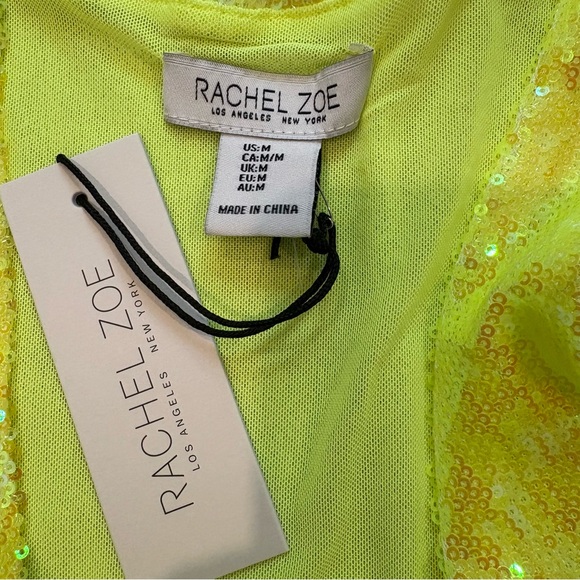 NWT, Rachel Zoe Neon Yellow Sequin Scoop Neck Tank, Sz M - Picture 13 of 15